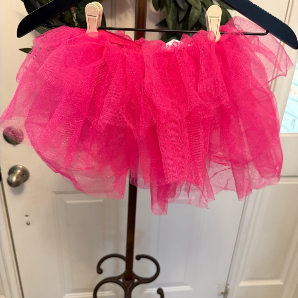 2 Pc Hot Pink Punk Short Mini Tutu with Matching Fish Net Gloves OS - Picture 3 of 8